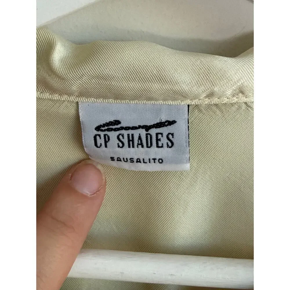 Cp Shades Sausalito Satin Long Sleeve Button-Up Shirt Cream Women's Size Large